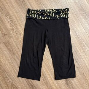 No Boundaries Black Leggings with Gold Love folf Waistband